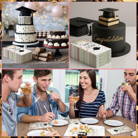 Eaasty graduation-cap motif napkins for elegant table settings.