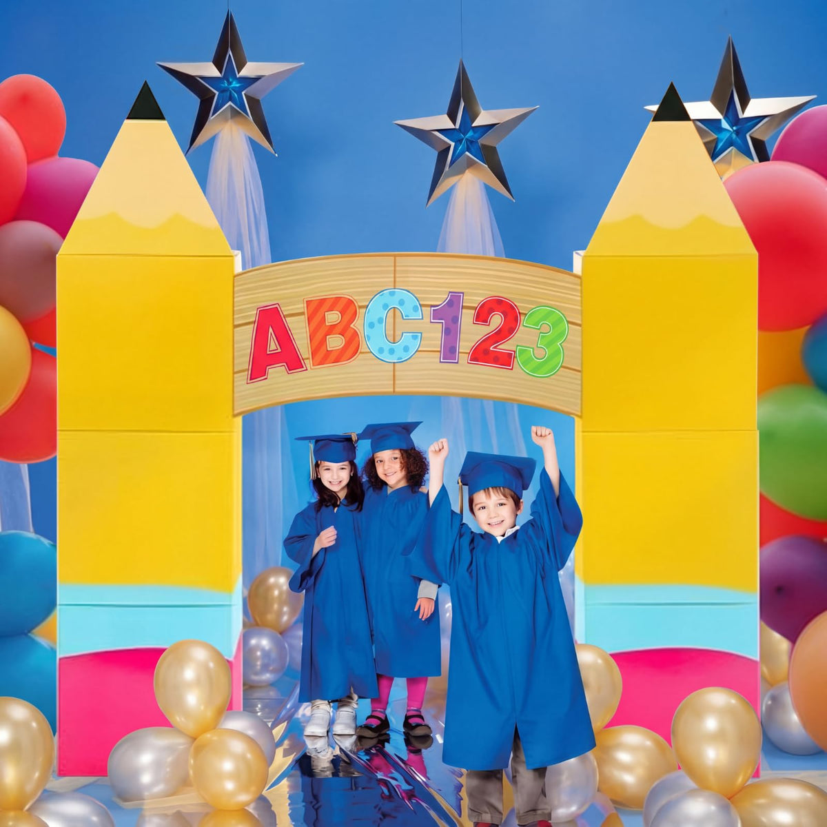 Eaasty kid party grad arch demonstrates easy DIY decoration.