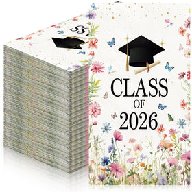 Eaasty wildflower graduation napkins with butterfly motif, ideal for elevating party tables.