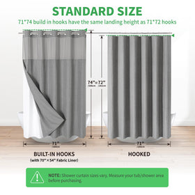 Eachope 71x74 inch curtain fits most standard showers