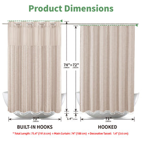 eachope boho farmhouse package includes curtain and snap-in liner.