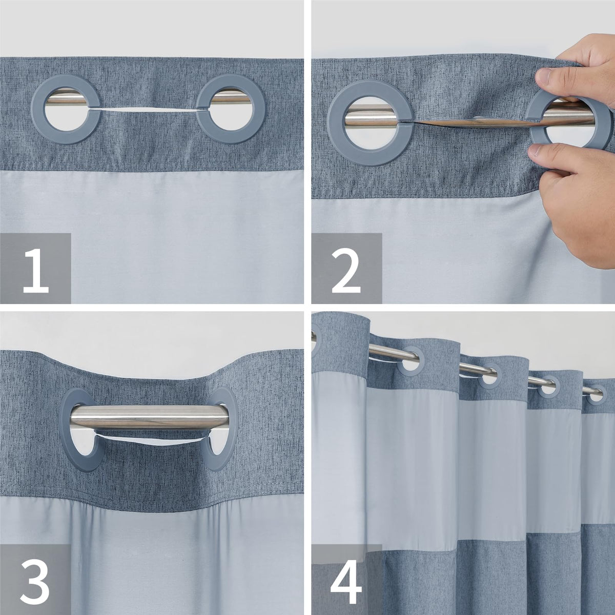 eachope hotel-quality curtain with mesh top preserves privacy while letting light
