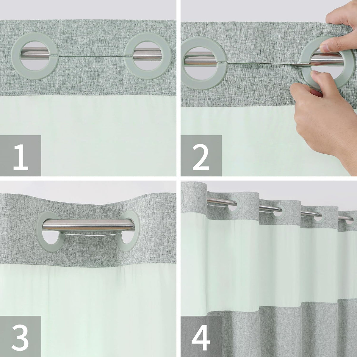Eachope hotel-quality curtain with mesh top lets light in while maintaining privacy.
