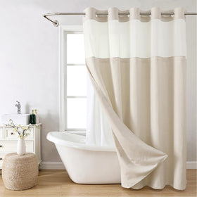 Eachope No Hooks curtain close-up shows easy hanging and luxury texture.