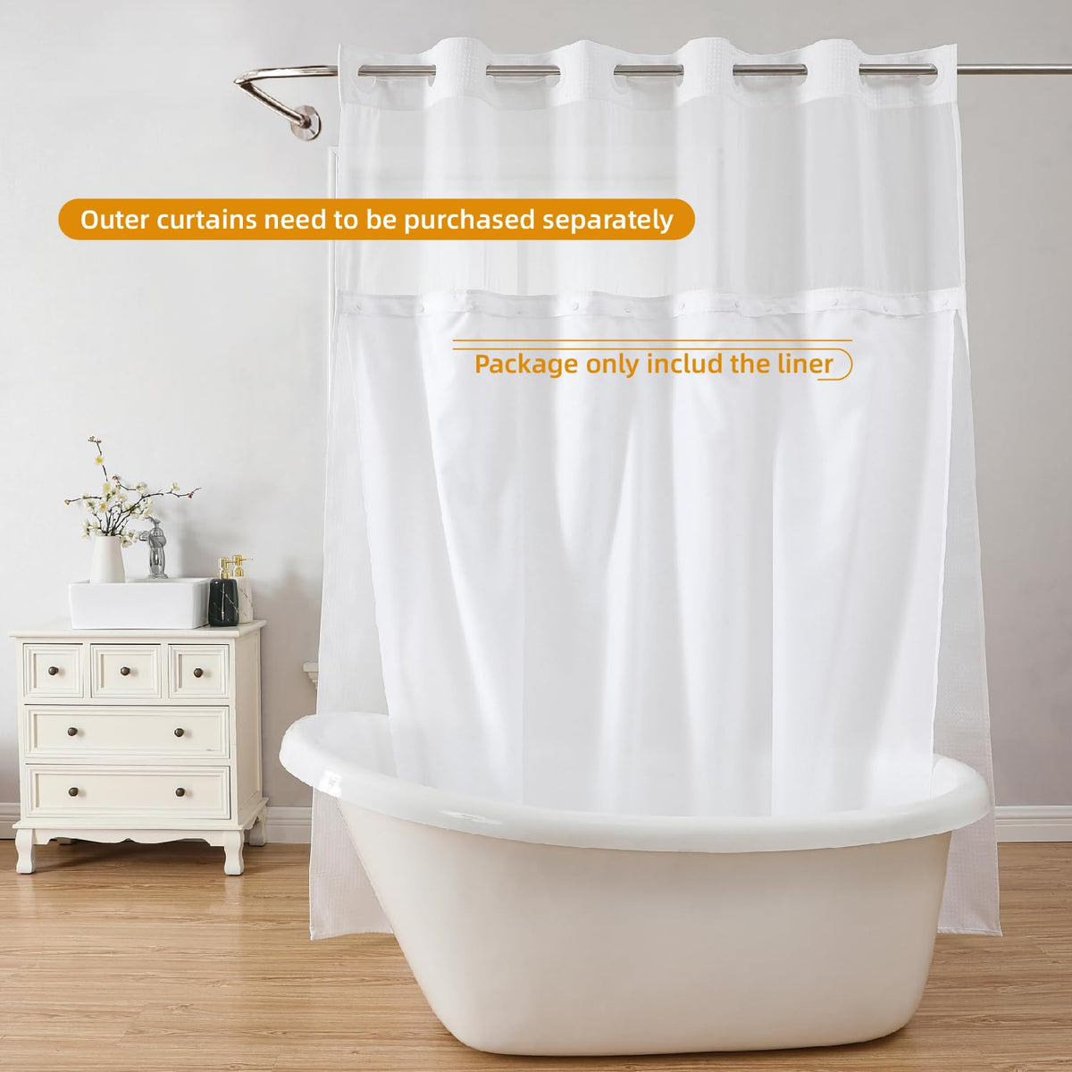 Eachope polyester fabric offers durability and easy care in busy bathrooms.