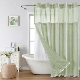 eachope sage green farmhouse curtain with textured linen for durable privacy and light filtration