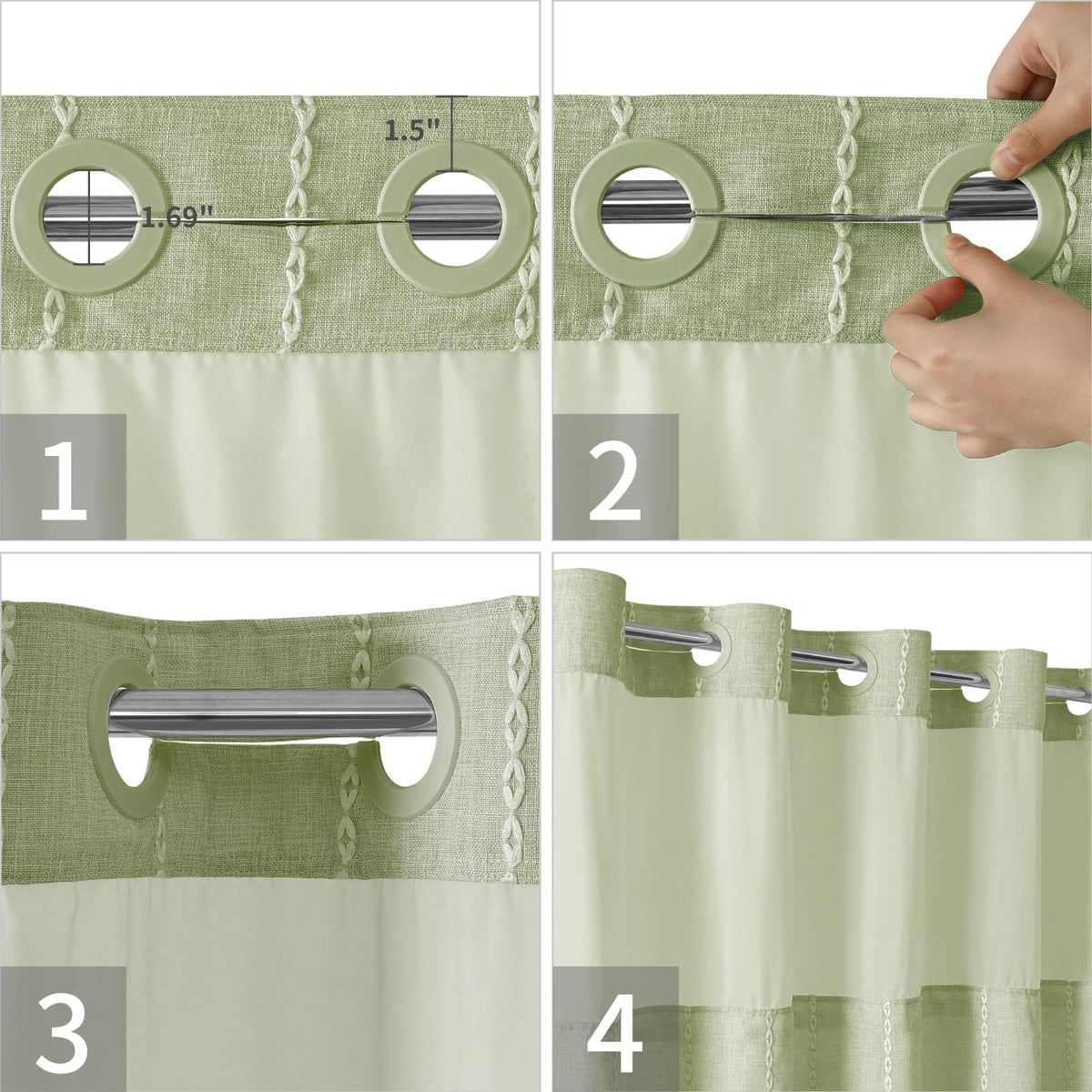 eachope ringless design curtain for quick, hook-free installation and easy setup
