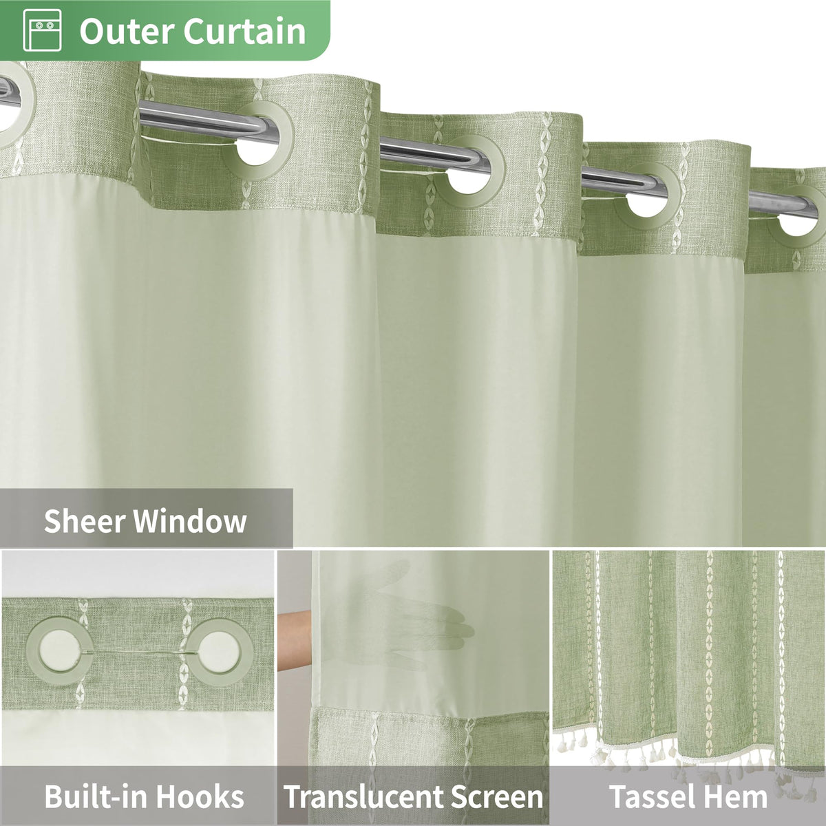 eachope sage green window panel lets light in while preserving privacy