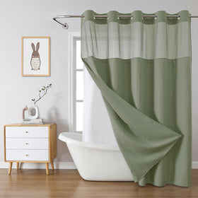 Eachope SageGreen no-hook curtain with waffle weave for easy hanging.