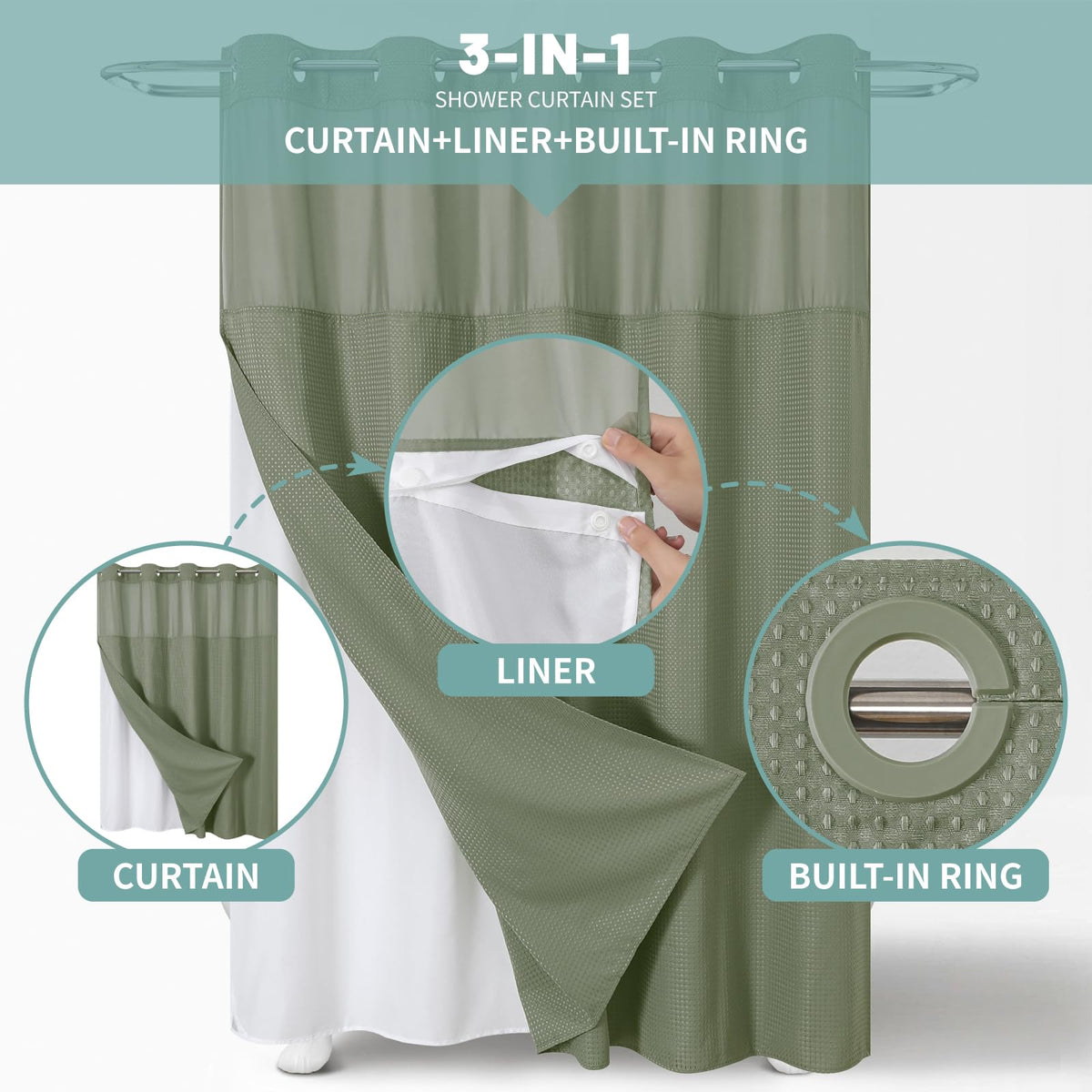 Eachope SageGreen snap-on liner for quick cleaning and replacement.