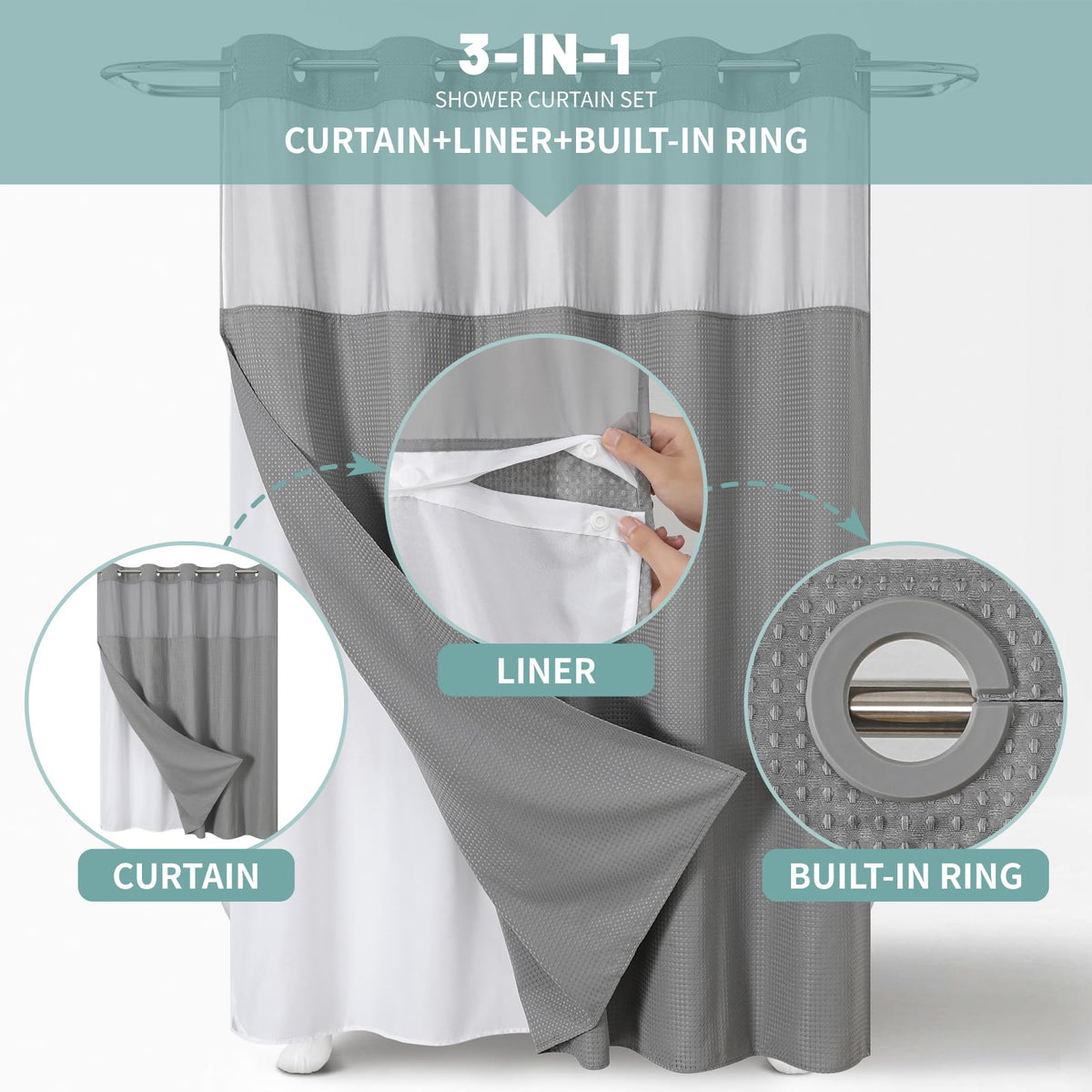 Eachope snap-on liner with magnets provides easy cleaning and splash control.