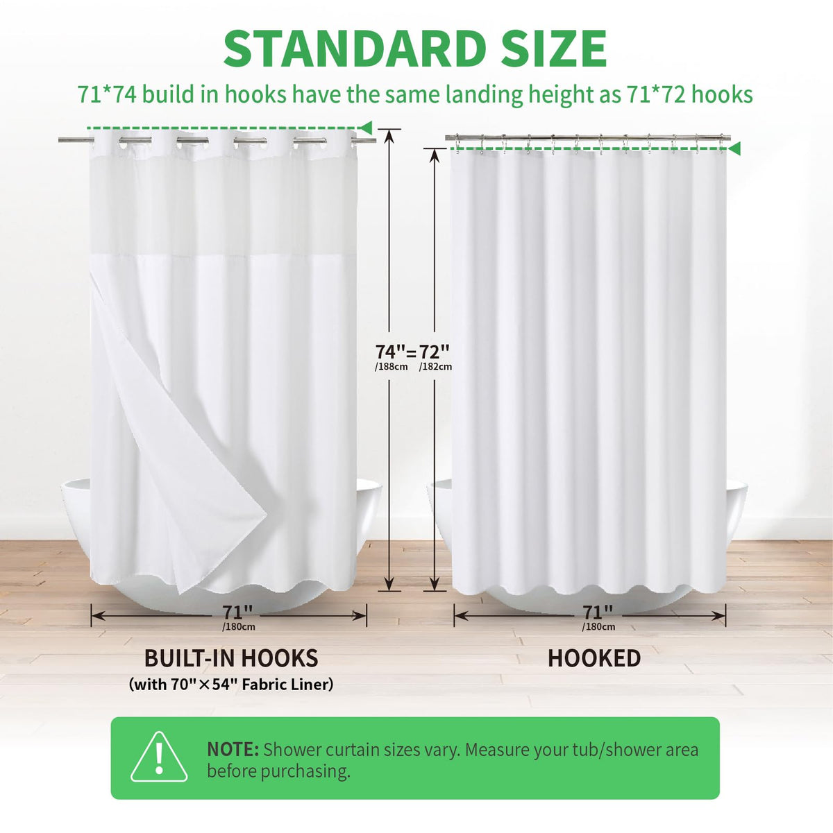 eachope 71x74 inch curtain fits standard showers for easy upgrade