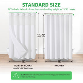 eachope 71x74 inch curtain fits standard showers for easy upgrade