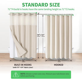 Eachope Standard 71x74 inch curtain fits most showers for quick upgrade.