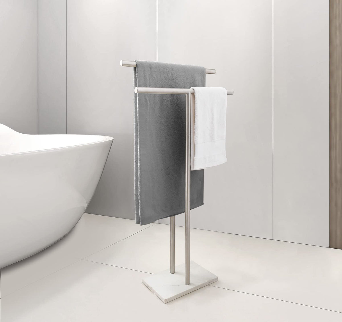EADOT brushed nickel finish towel rack resists humidity in bathrooms.