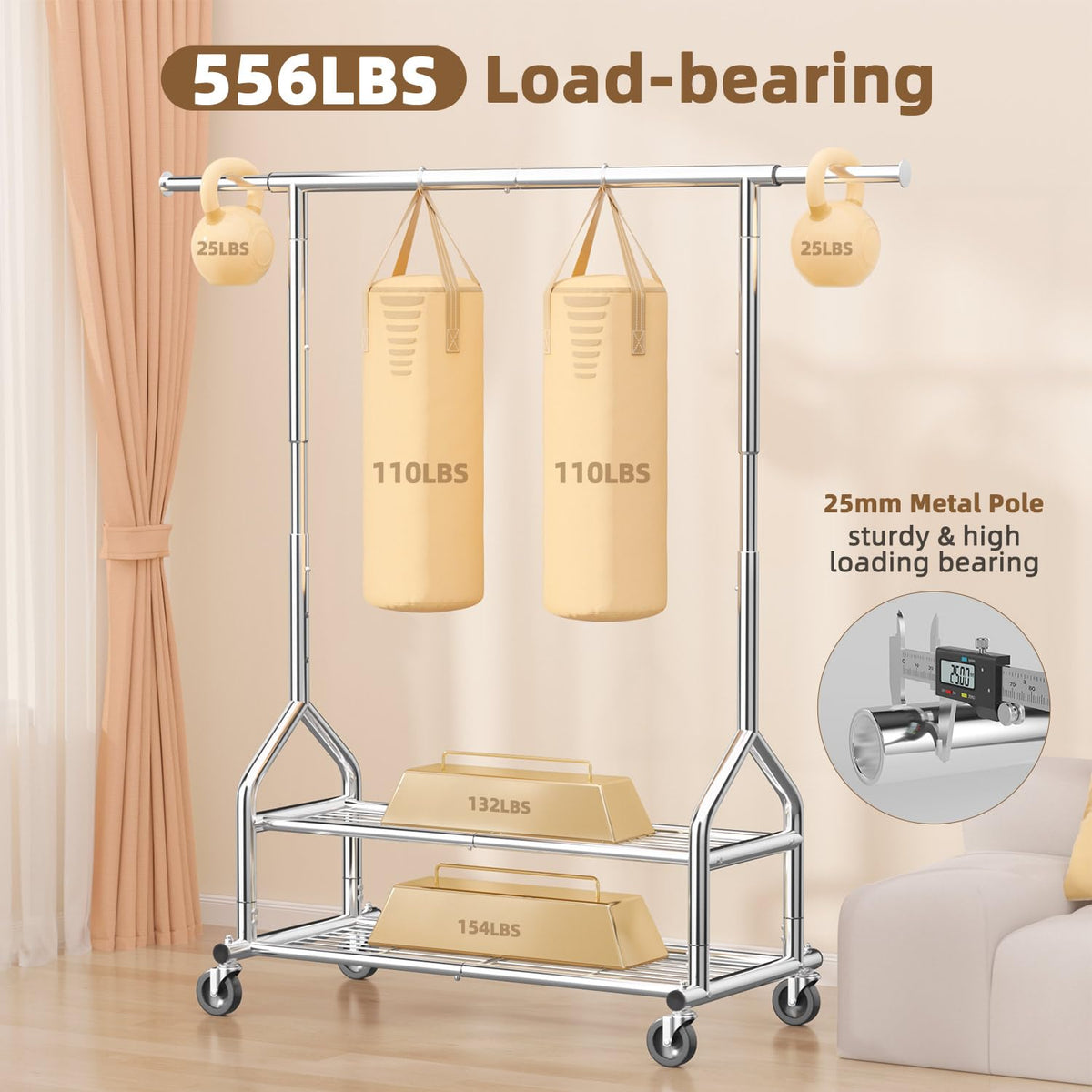 EAGMAK extendable hanging rod saves space for long dresses and daily wear.