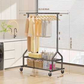 Extendable hanging rod on the EAGMAK rack for long gowns and daily outfits