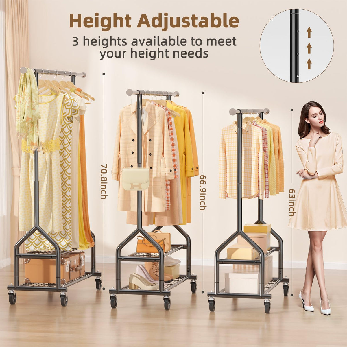 EAGMAK height-adjustable stand optimizes space and storage layout