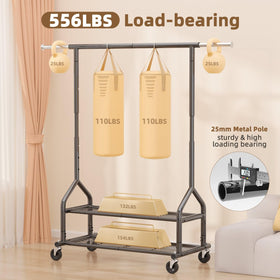 EAGMAK rolling coat rack on wheels for easy room rearrangement