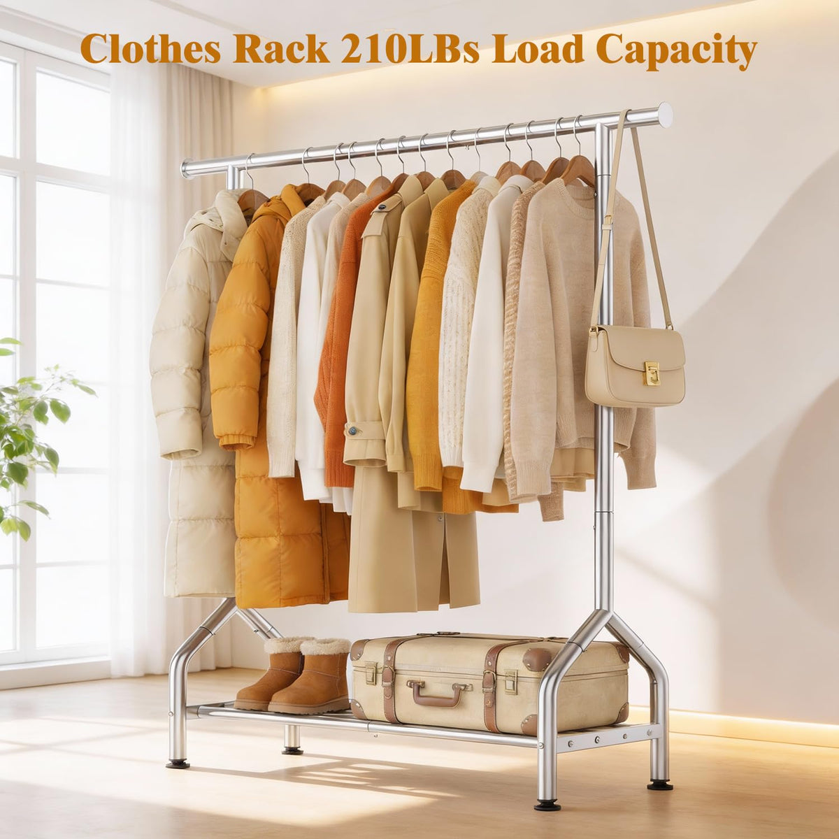 EAGMAK clothing rack with leveling feet stays steady on uneven floors