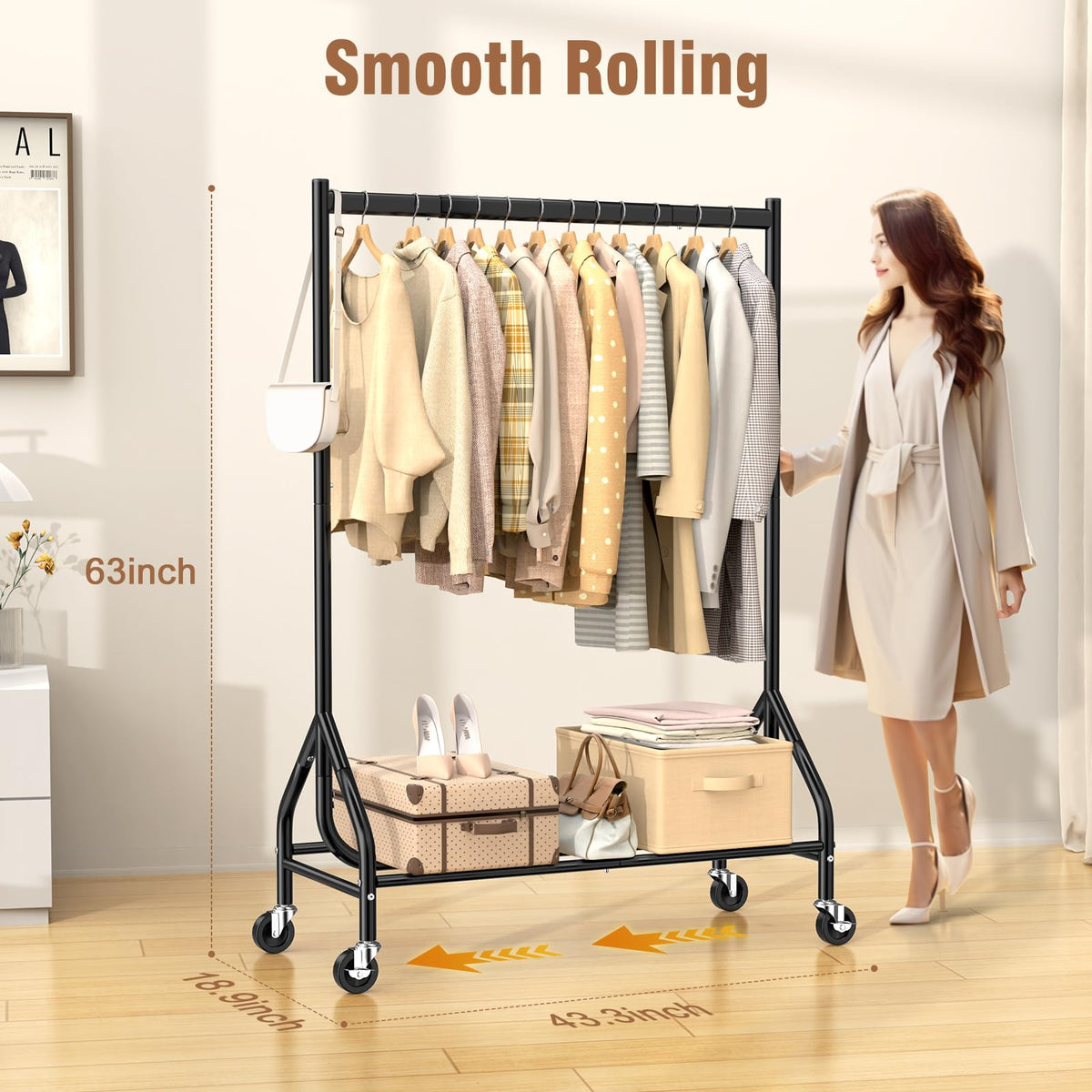 EAGMAK elliptical-rod-110cm supports heavy coats without sagging.