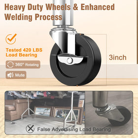 EAGMAK rack shows 360-degree wheel rotation and mobility.