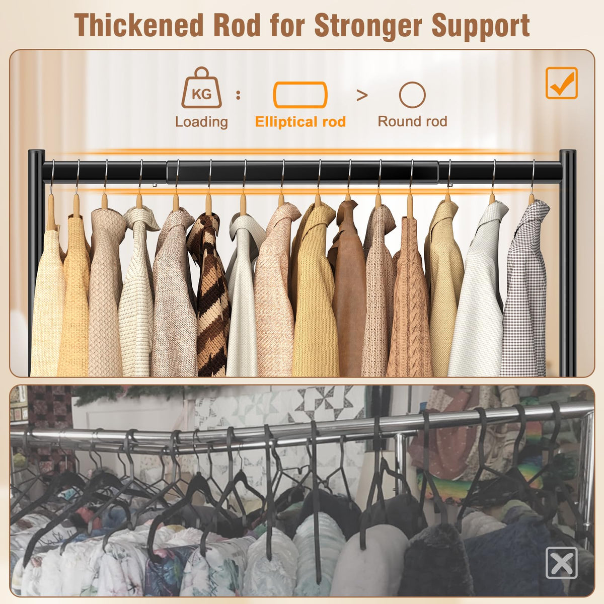 EAGMAK standing-clothes-rack with shelves keeps garments organized and accessible.