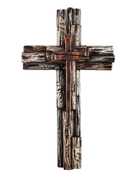 Eagrafts rustic cross layered wood resin showing layered design and charm