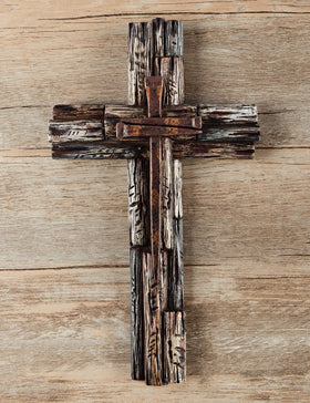Eagrafts cross with weathered finish for rustic wall decor