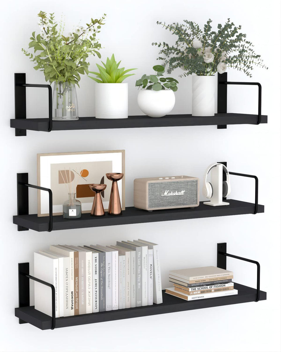 EALLRINEC floating shelves 24-inch set enhances space-saving display.