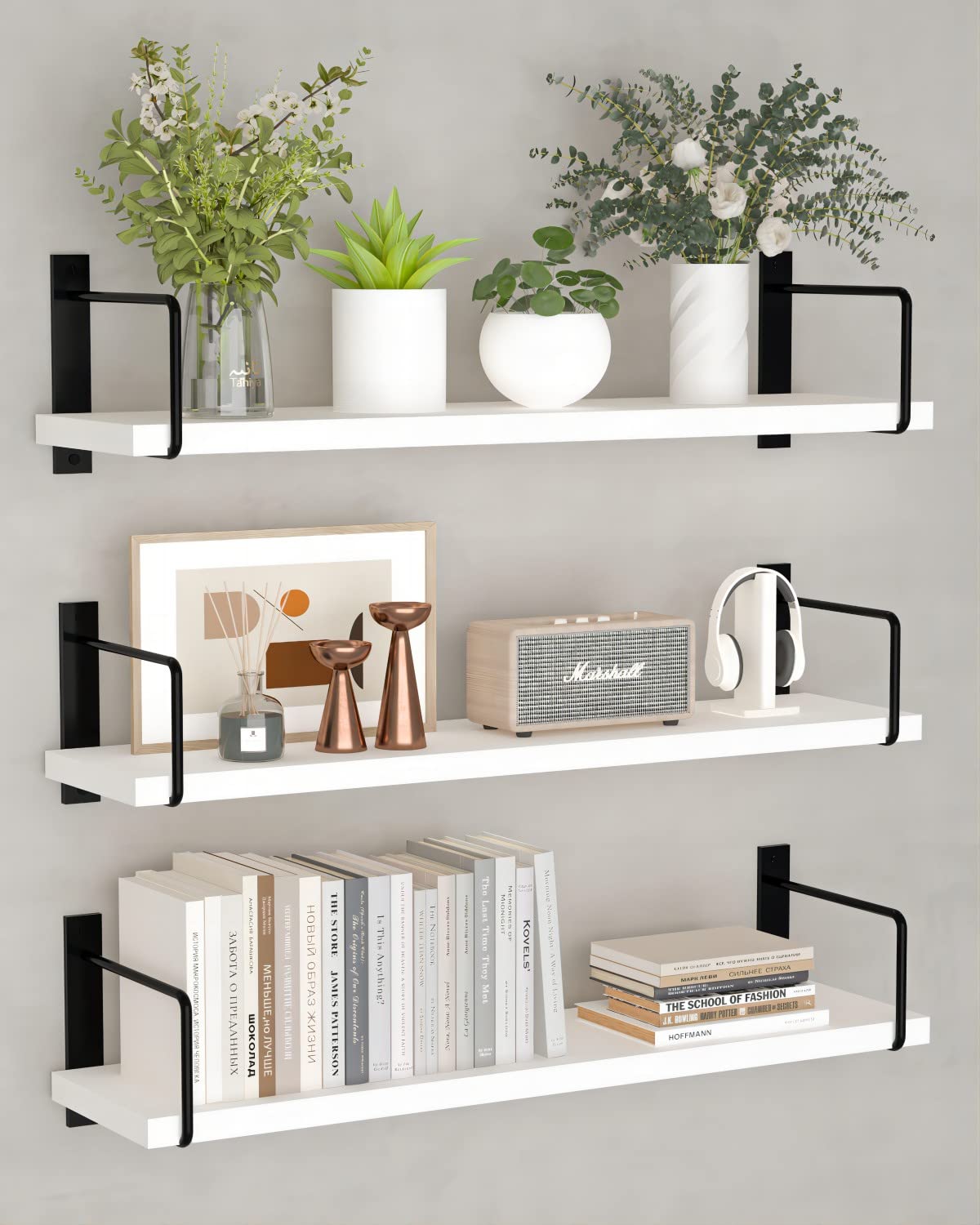 EALLRINEC floating shelves 24-inch wall-mounted set of 3 enhances organized storage on any wall