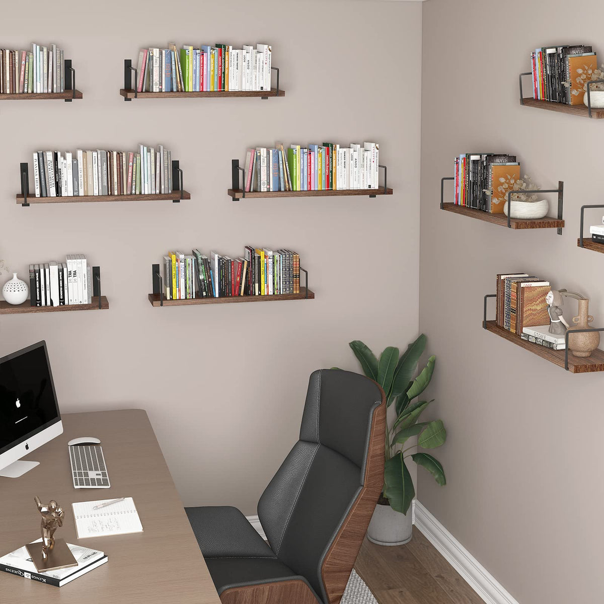 EALLRINEC shelves in a living space used with plants and decor.