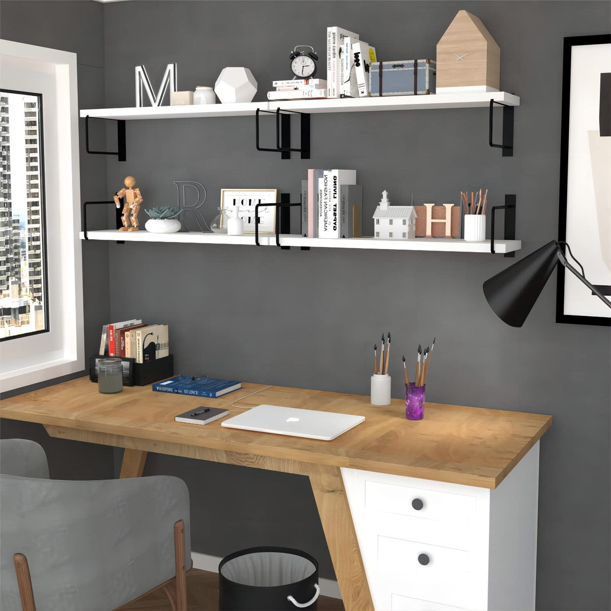 EALLRINEC high load capacity shelves securely hold decor and books