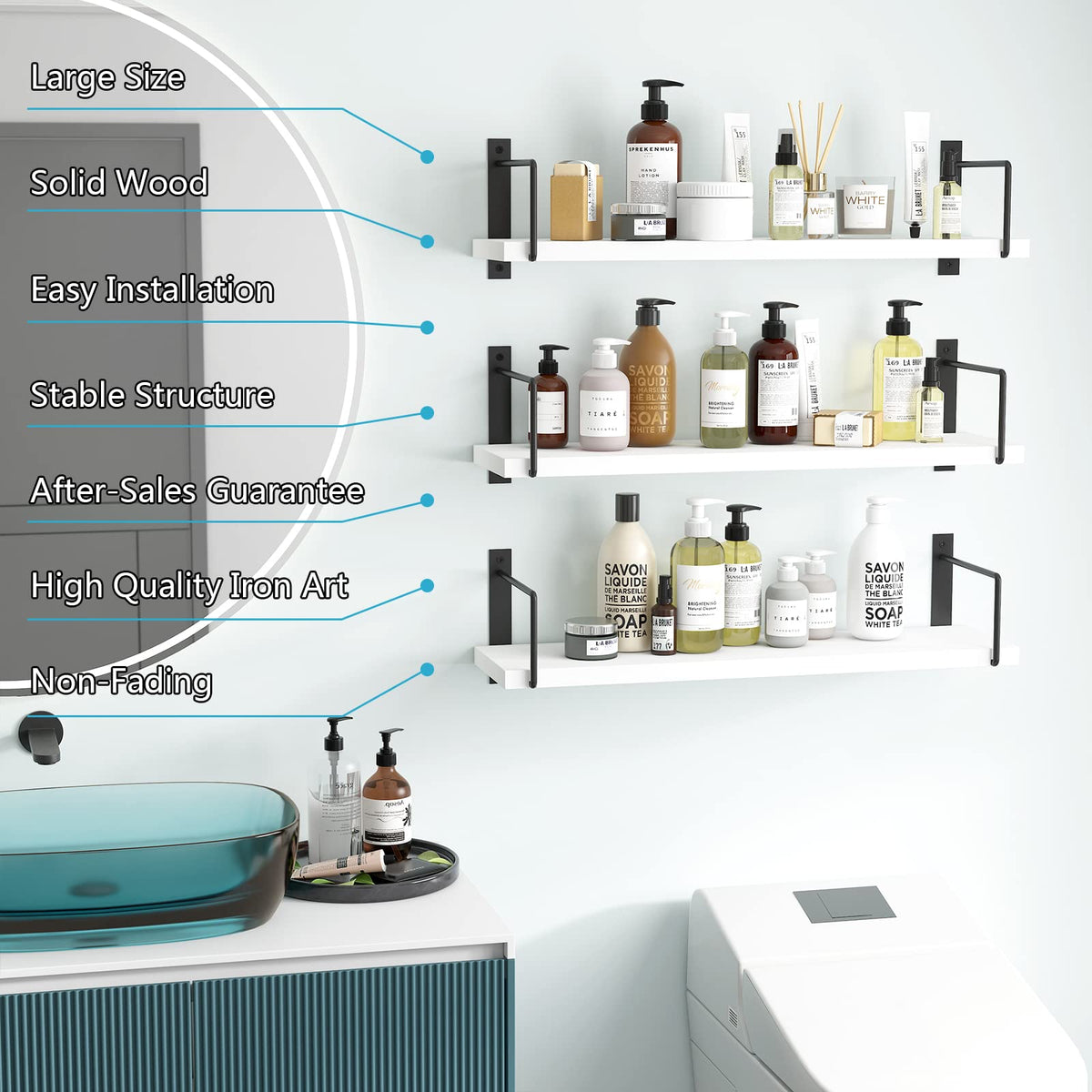 EALLRINEC wall shelves in kitchen or bath add functional elegance and space