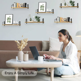 EALLRINEC wood-texture floating shelves showcasing natural grain for decor.