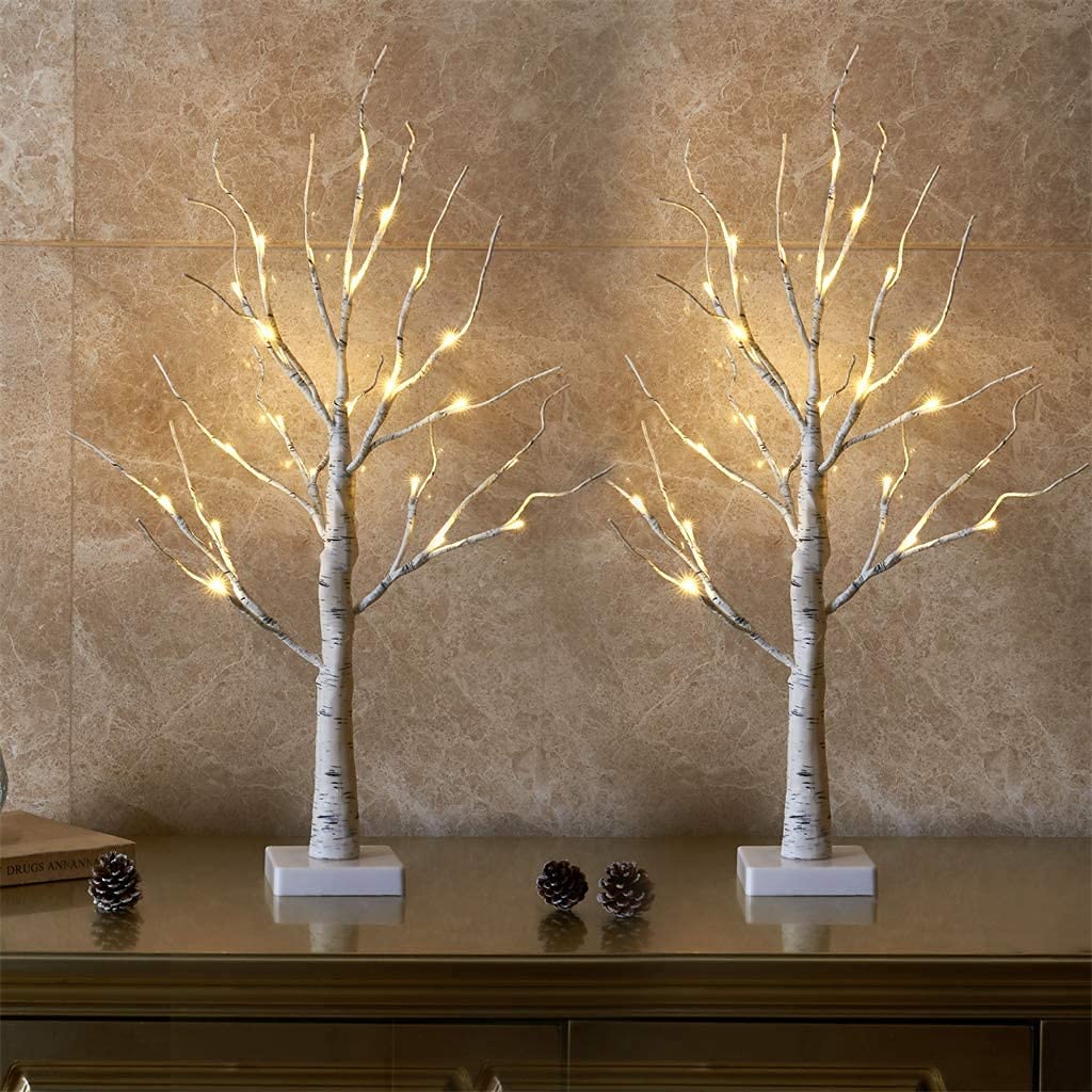EAMBRITE lighted birch tree 2ft base offers warm ambience for table centerpieces