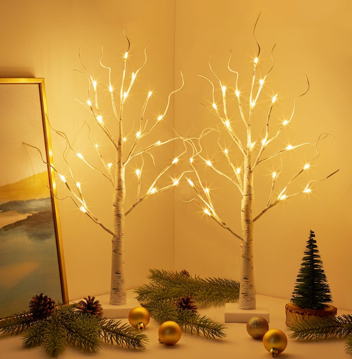 Ideal for holiday scenes on mantel or tabletops with lights