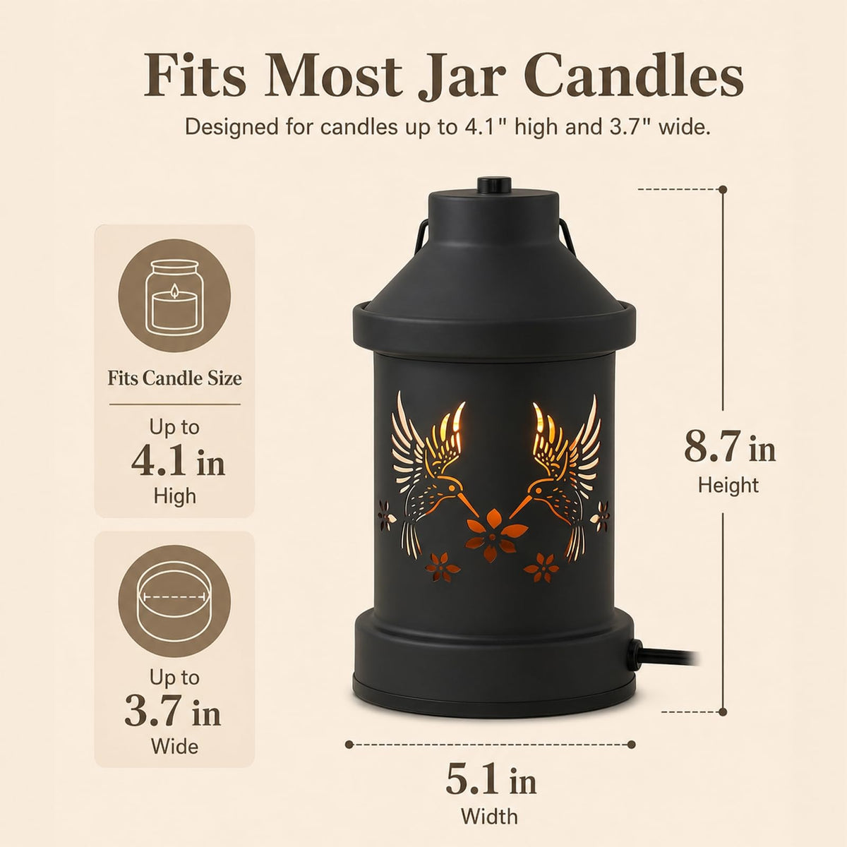 Eandisom hummingbird candle warmer lamp packaging includes bulbs for setup.