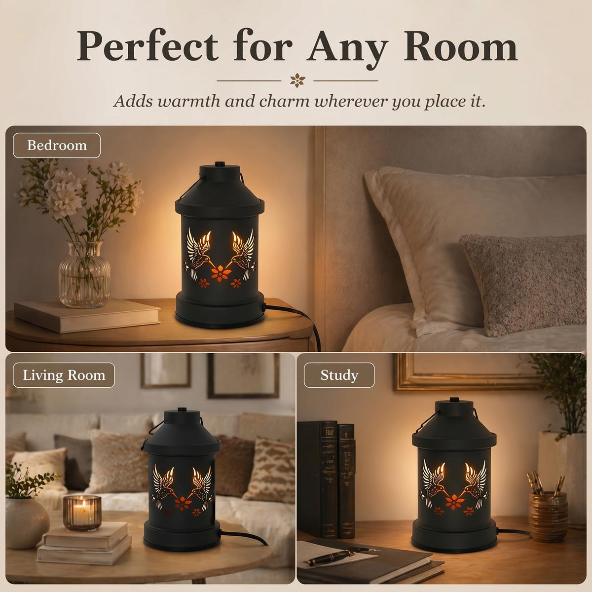 Eandisom hummingbird candle warmer lamp safe-design for homes and families.