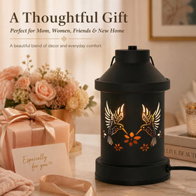 Eandisom hummingbird candle warmer lamp wood-base highlighting natural aesthetics.