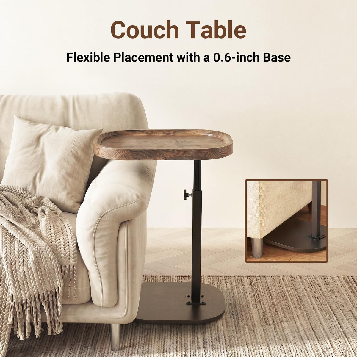 Eansstofars slim tray holds remotes and snacks for couch use.
