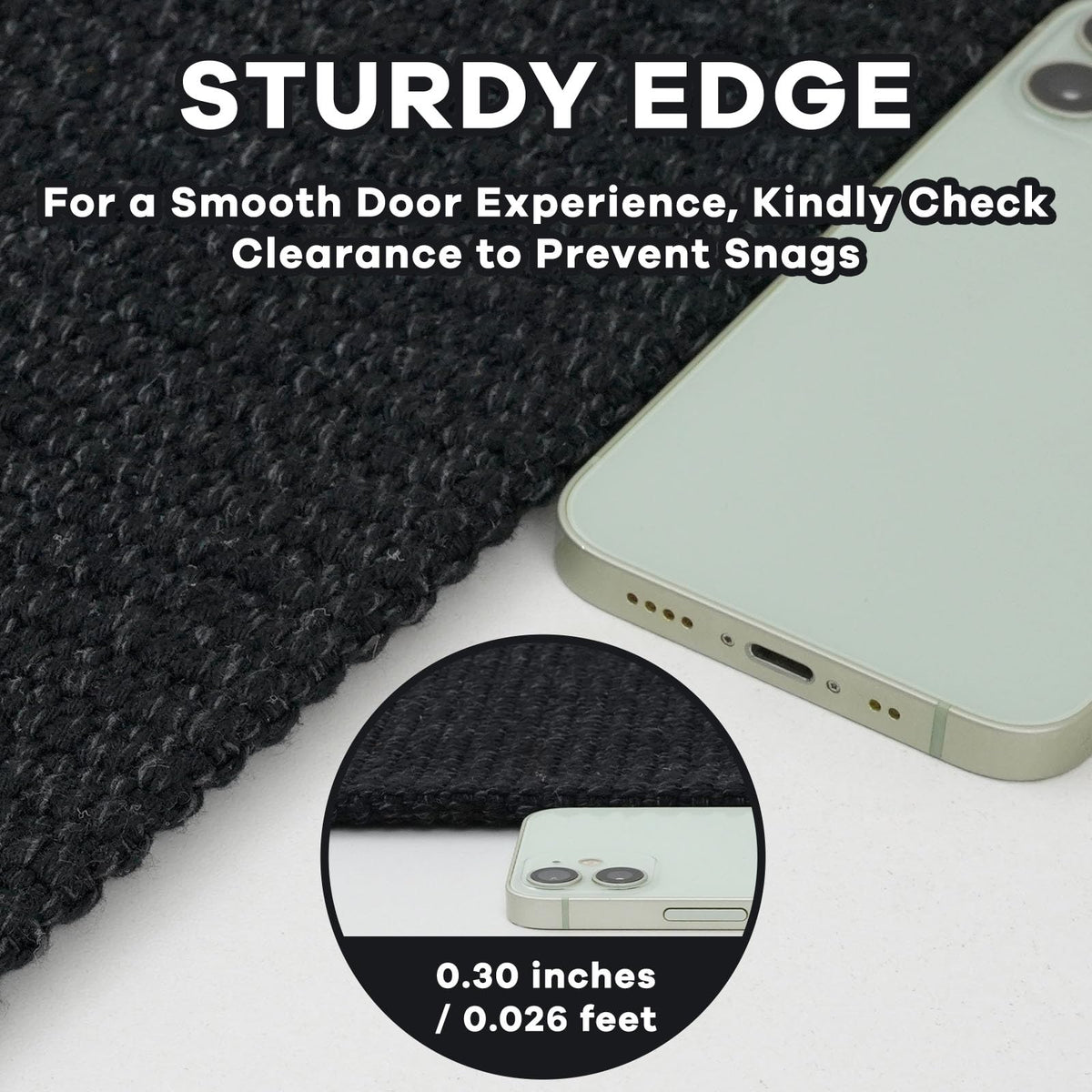 EARTHALL braided door mat in black gray with non-slip backing for safer entrances.