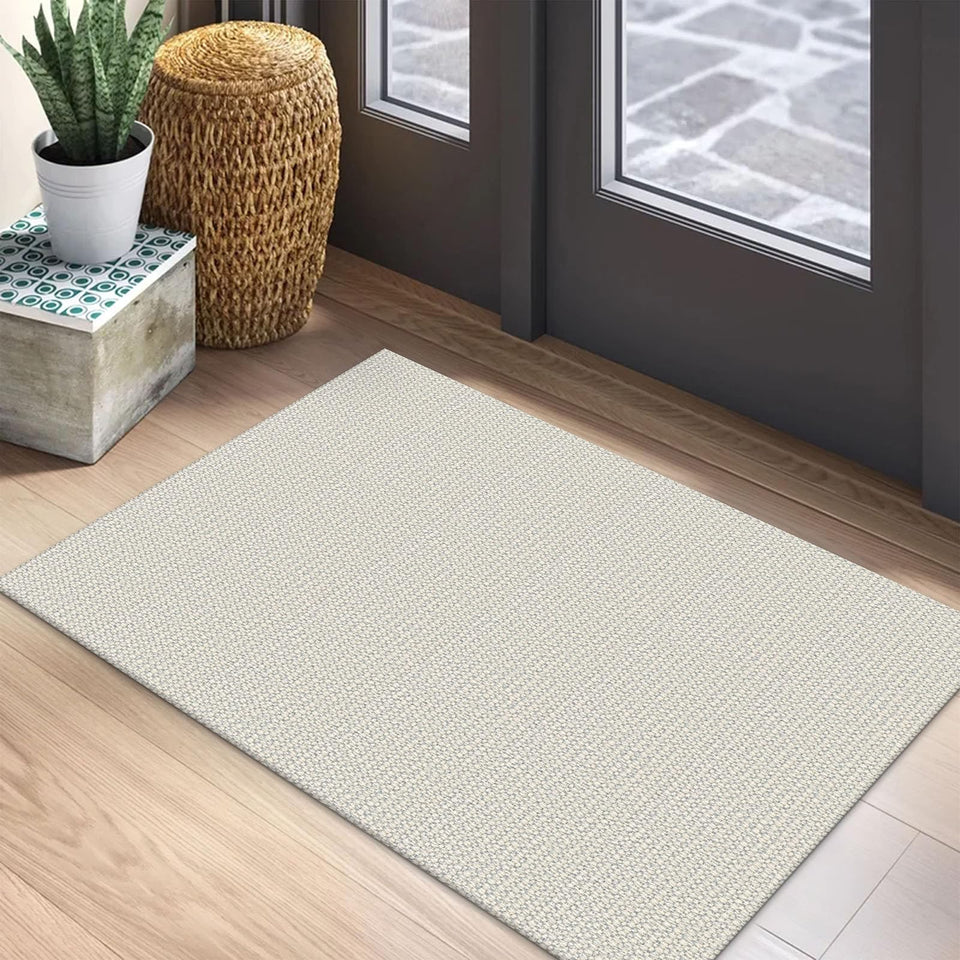 EARTHALL woven area rug cream-gray for a calm entryway.