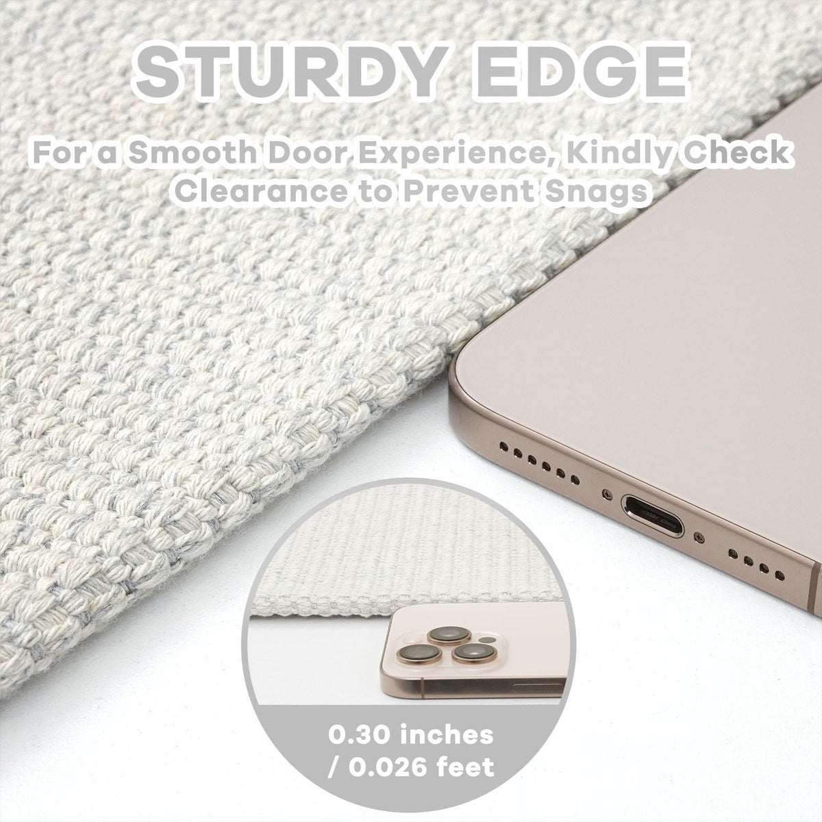 EARTHALL rug front door image highlighting non-slip rubber backing.