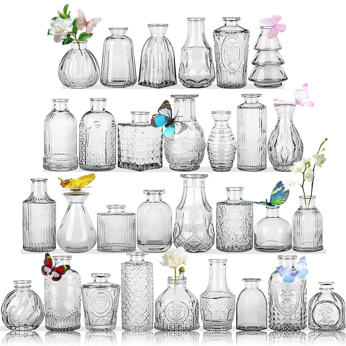 EarthGadgets Glass Bud Vase bulk set, 30 pieces, ideal for elegant wedding centerpieces