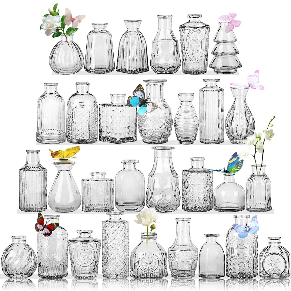 EarthGadgets Glass Bud Vase bulk set, 30 pieces, ideal for elegant wedding centerpieces