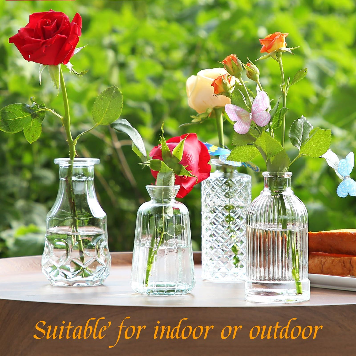 EarthGadgets bud vase set on a wedding table centerpiece setup