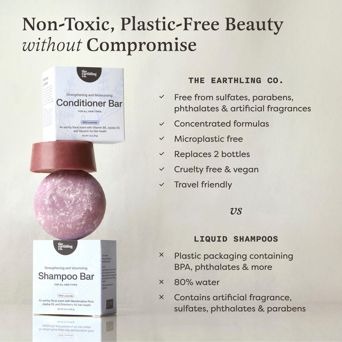 The Earthling Co. shampoo bar fit inside the compact case for travel.