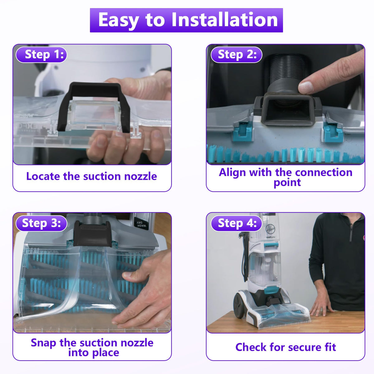 Earthtec easy-installation guide shows snap-in alignment and audible click.