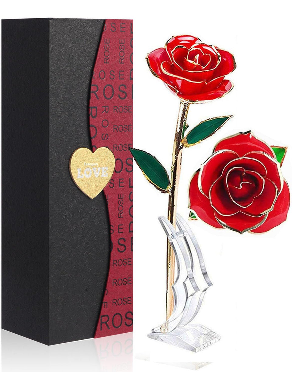 Easegain gold dipped rose in full display offers a timeless keepsake